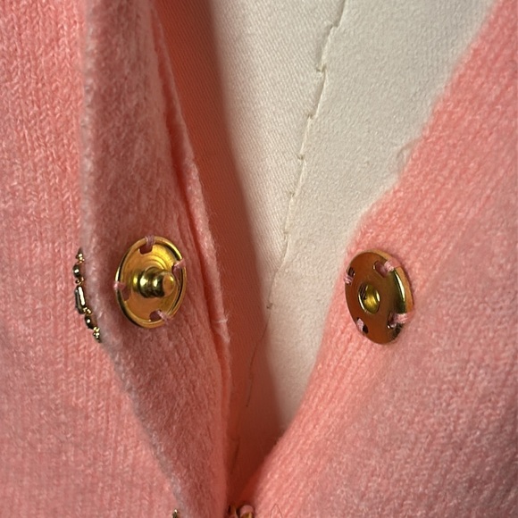 CeCe Crystal Embellished Two-Way Pink Snuggly Soft Knit Cardigan Sweater Sz XS - Picture 8 of 15